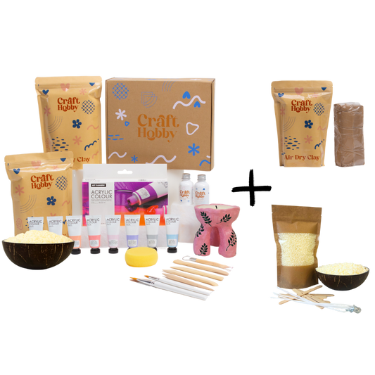 Pasiūlymas - CraftHobby žvakių lipdymo 2 rinkiniai + extra molis + CraftHobby vaškas DOVANŲ