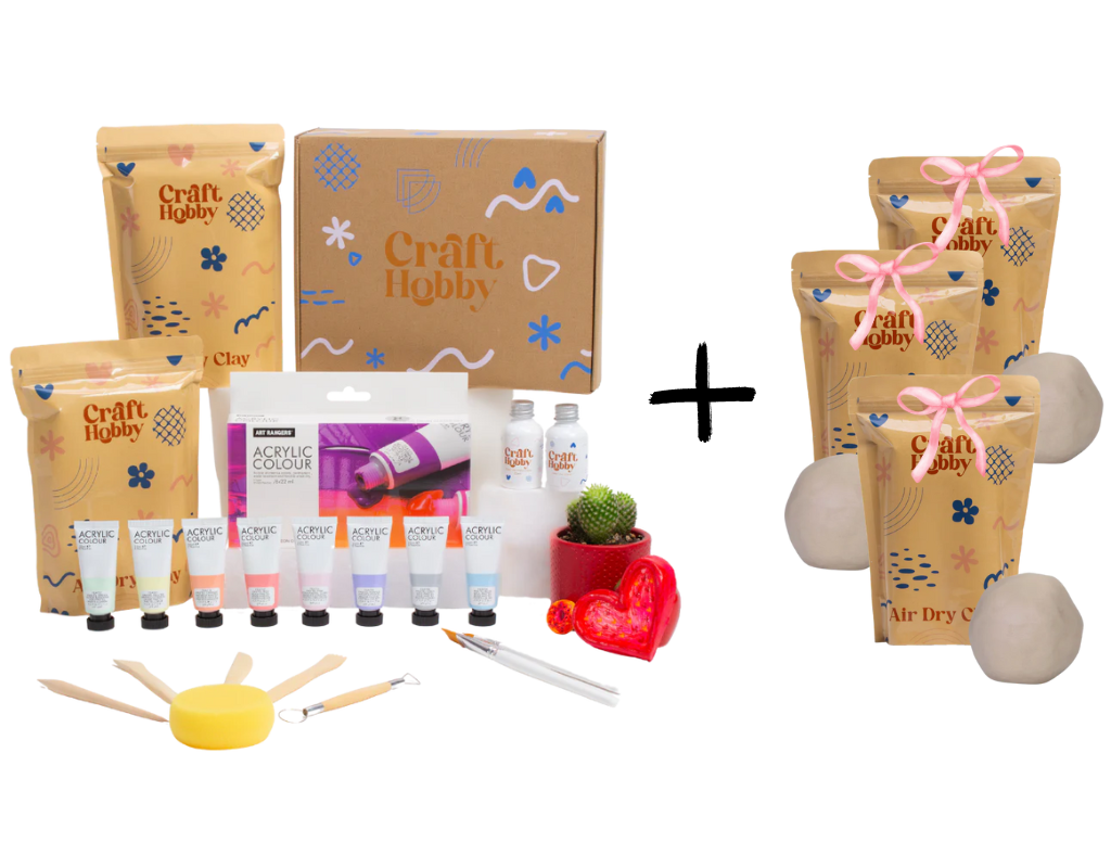 Pasiūlymas - CraftHobby ore džiūstančio molio rinkinys + trys molio pakuotės DOVANŲ
