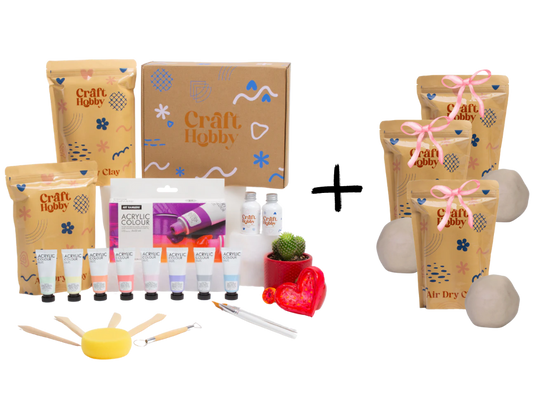 Pasiūlymas - CraftHobby ore džiūstančio molio rinkinys + trys molio pakuotės DOVANŲ